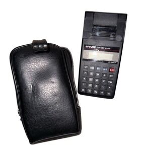 Vintage Sharp‎ ELSI MATE EL-1610 Calculator with Leather Case